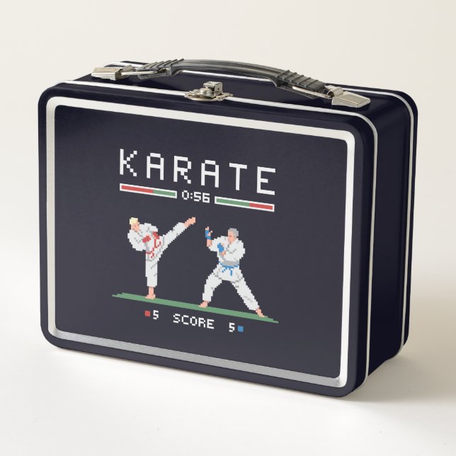 Pixel Art Karate Metall Brotdose (Vorderseite)