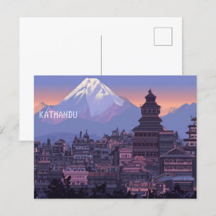 Pixel Art Katmandu Nepal Postkarte