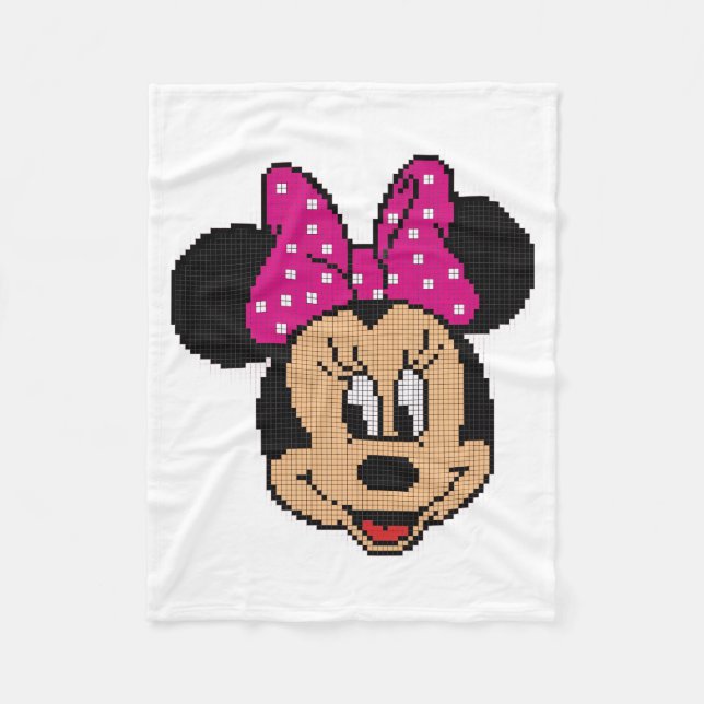 Pixel Art Maus mit rosa Schleife Fleece Decke (Vorderseite)