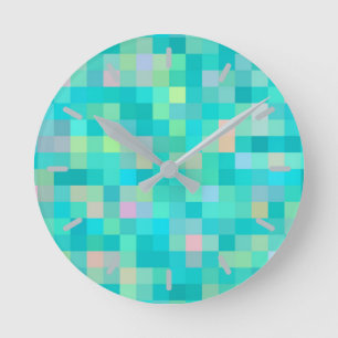Pixel Art Multicolor Pattern Runde Wanduhr
