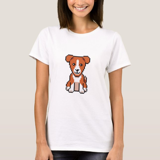 pixel-art-niedlich-basenji-dog-vektorretro T-Shirt (Vorderseite)