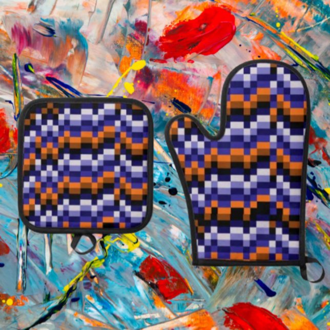 Pixel Art Oven Mitt & Pot Holder-Set Ofenhandschuh & Topflappen-Set (Von Creator hochgeladen)