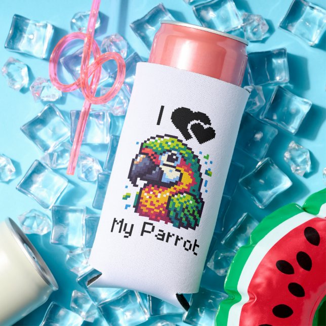 Pixel Art Parrot Personalisiert Selters Dosenkühler (In Situ Sommer)