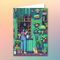 Pixel Art Pflanze Lover Birthday | Farbseite