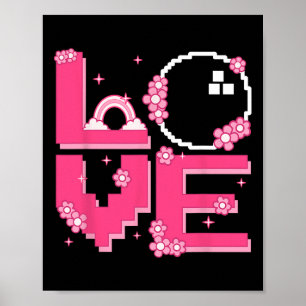 Pixel Art Retro 60er 70er Style Hippie Outfit Lieb Poster