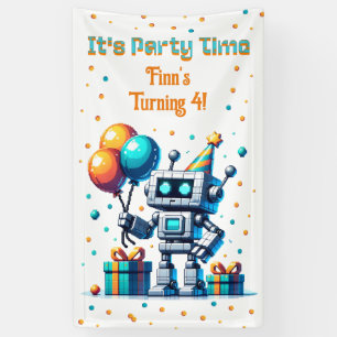 Pixel Art Robot Boys Geburtstagsparty Banner