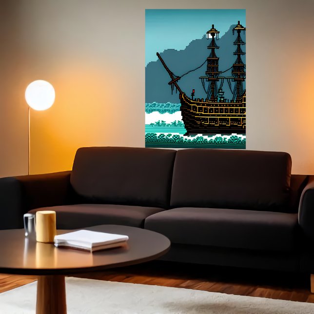 Pixel Art, Segelboot auf dem großen Ozean | Art de Poster (Von Creator hochgeladen)