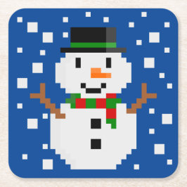 Pixel Art SNOWMAN 1 Rechteckiger Pappuntersetzer
