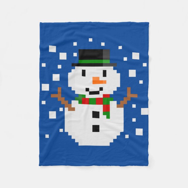 Pixel Art SNOWMAN Fleecedecke (Vorderseite)