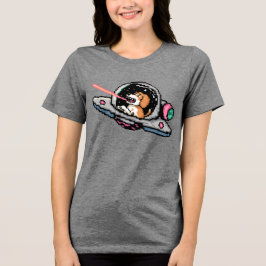 Pixel Art Space Hund - Laser Blaster Pilot Tri-Blend Shirt