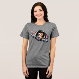 Pixel Art Space Hund - Laser Blaster Pilot Tri-Blend Shirt