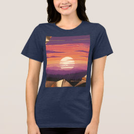 Pixel Art Sunset Blue T-Shirt Tri-Blend Shirt