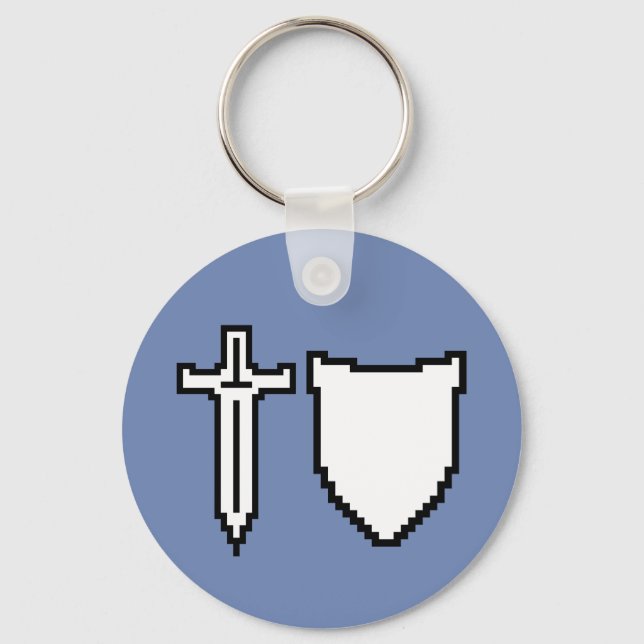 Pixel Art Sword and Shield Schlüsselanhänger (Vorderseite)
