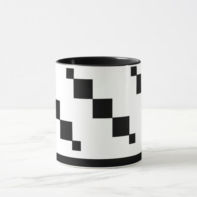 Pixel Art Tasse - Schwarz/Weiß Minimalistisch (Zentrum)