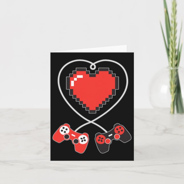 Pixel Art Videospiel Controller Valentinstag Gam Karte (Vorderseite)