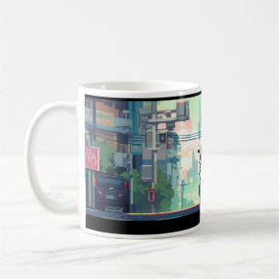 Pixel Art von Reiter und Motorrad Kaffeetasse