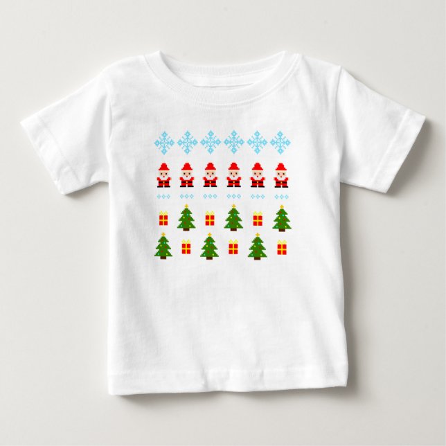 Pixel Art Weihnachten Baby T-shirt (Vorderseite)