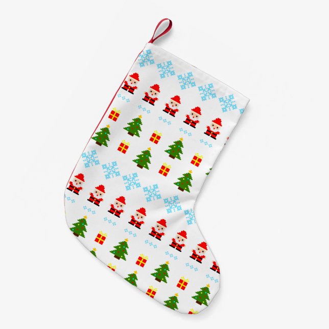 Pixel Art Weihnachten Kleiner Weihnachtsstrumpf (Vorderansicht (hängend))
