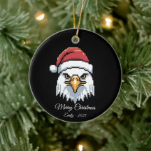 Pixel Art Weißkopfseeadler mit Santa-Mütze