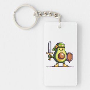 Pixel Avocado Warrior - 8-Bit Retro-Spielfigur Schlüsselanhänger