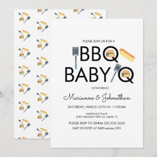 Pixel-Baby-Shower-BBQ-Baby-Q-Spieße Einladung