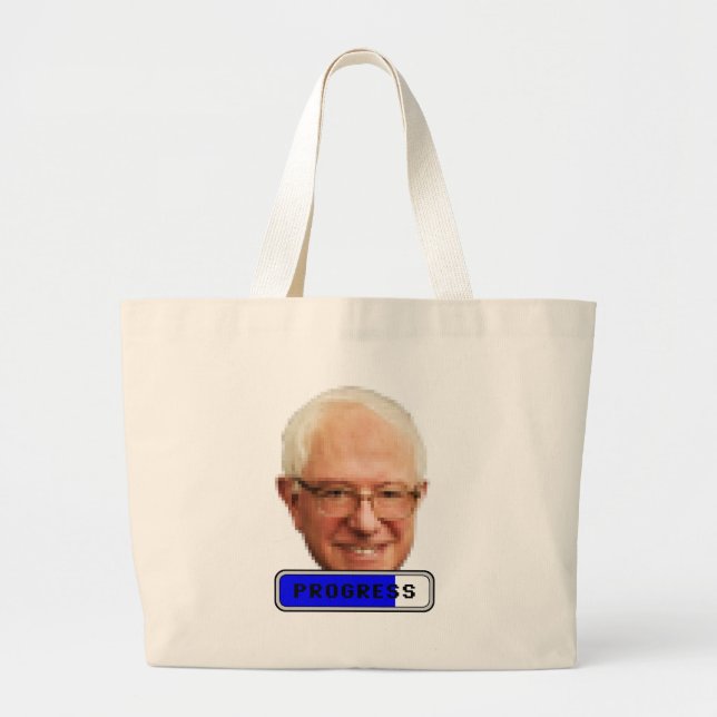 Pixel Bernie Sanders - PROGRESS Jumbo Stoffbeutel (Vorne)