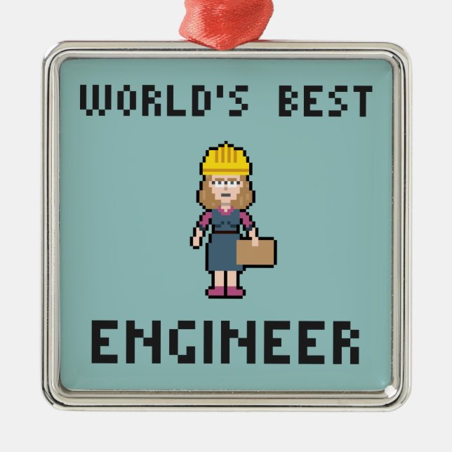 Pixel-bester weiblicher Ingenieur Ornament Aus Metall (Vorne)