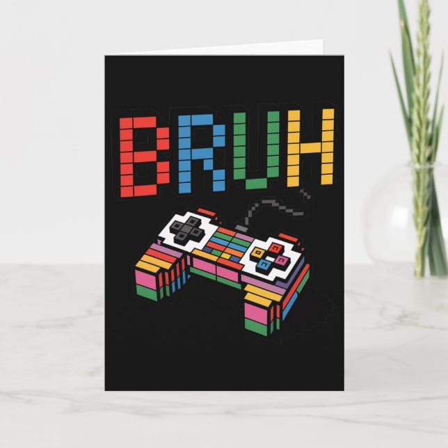 Pixel Block Gamer Controller Bruh Lustiger Retro-S Karte (Vorderseite)