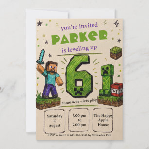 Pixel Block Geburtstag Einladung