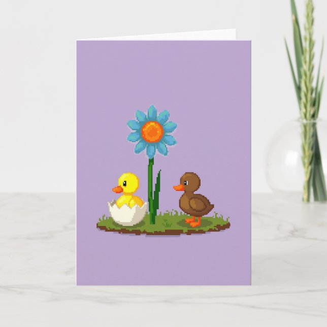 Pixel-Blumenfreunde Süße Karte (Vorderseite)