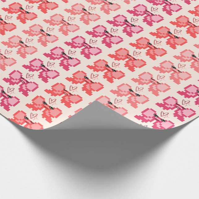 Pixel-Bogen in High Heels Muster Geschenkpapier (Ecke)