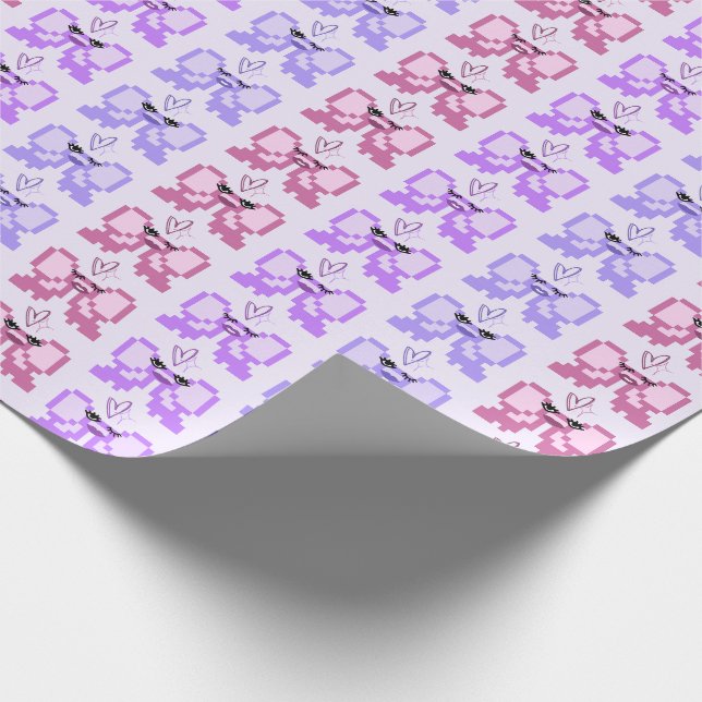 Pixel Bow In High Heels Pattern Geschenkpapier (Ecke)
