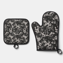 Pixel Camo Stealth Ofenhandschuh & Topflappen-Set