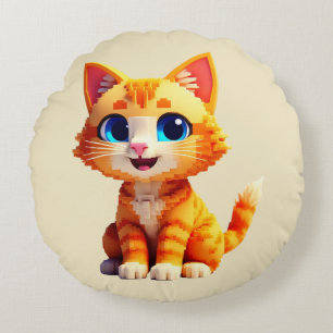 Pixel Cat Rundes Kissen