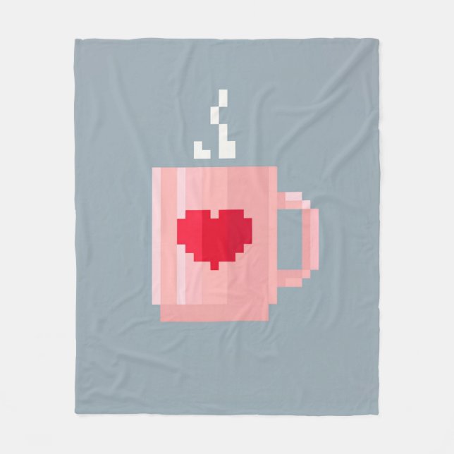 Pixel Coffee Cup Outdoor-/Indoor-Teppich Fleecedecke (Vorderseite)