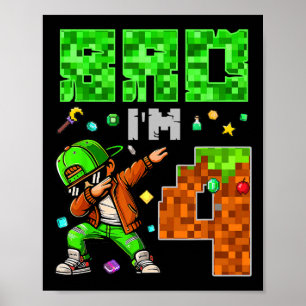 Pixel Dab Gamer Style Geburtstagsgeschenk für Jung Poster