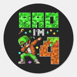 Pixel Dab Gamer Style Geburtstagsgeschenk für Jung Runder Aufkleber
