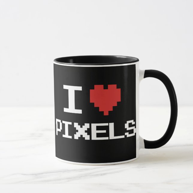Pixel der Liebe I pixelated Herz retro Gamer 8bit Tasse (Rechts)