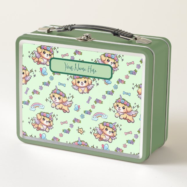 Pixel der Puppicorn Lunchbox grün (Vorderseite)