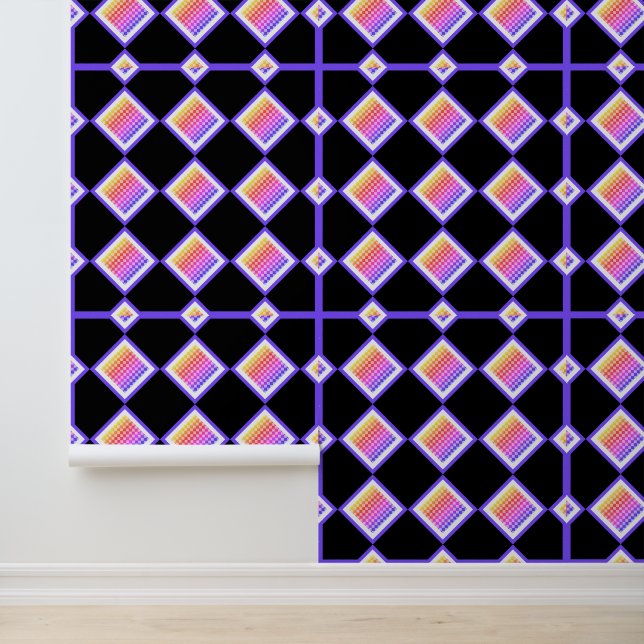 Pixel Diamond Cube Rainbow Retro 80s Gamer Tapete (Anwendung)