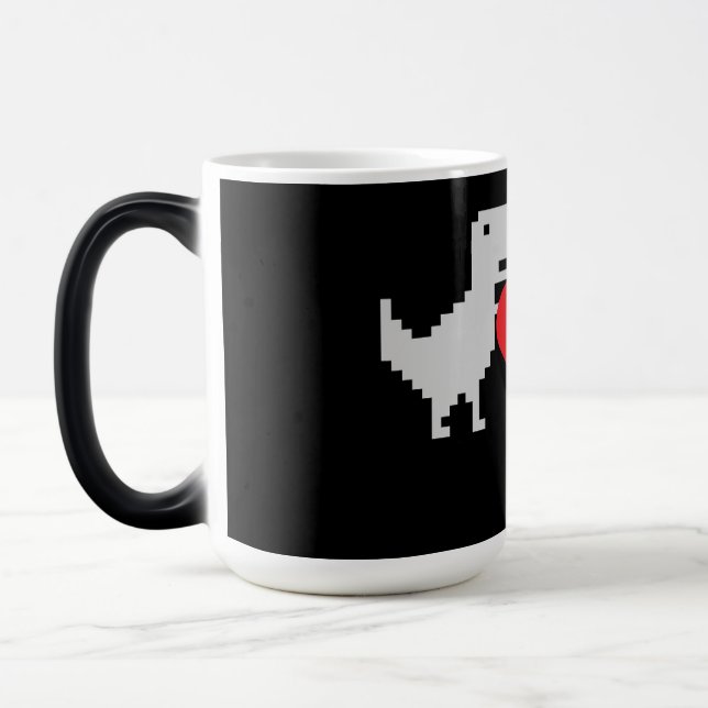 Pixel Dinosaur Love – Cute Keychain Gift for Coupl Verwandlungstasse (Links)
