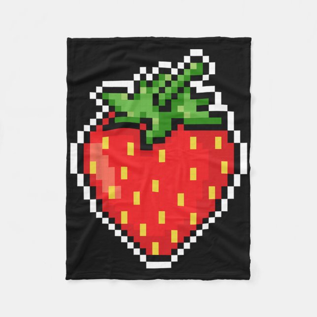 Pixel Erdbeere 80er Videospiel Halloween  Fleecedecke (Vorderseite)