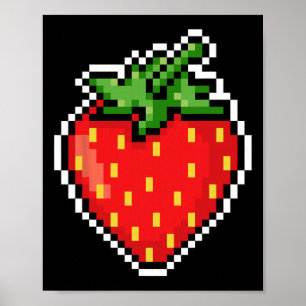 Pixel Erdbeere 80er Videospiel Halloween  Poster