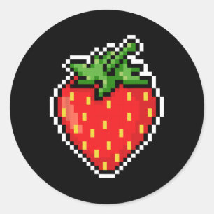 Pixel Erdbeere 80er Videospiel Halloween  Runder Aufkleber