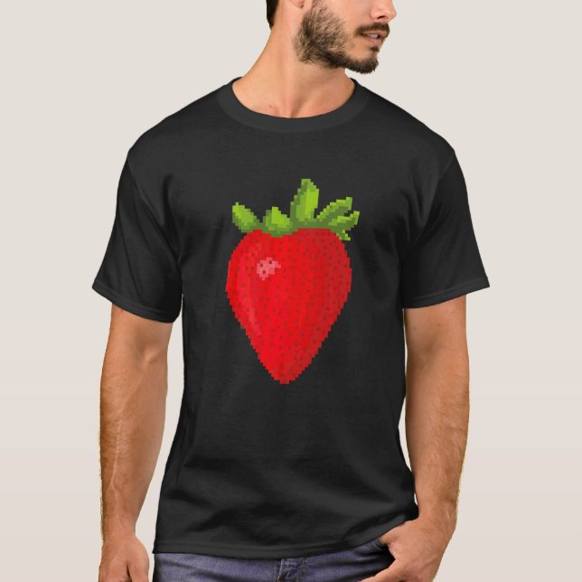 Pixel-Erdbeere T-Shirt (Vorderseite)