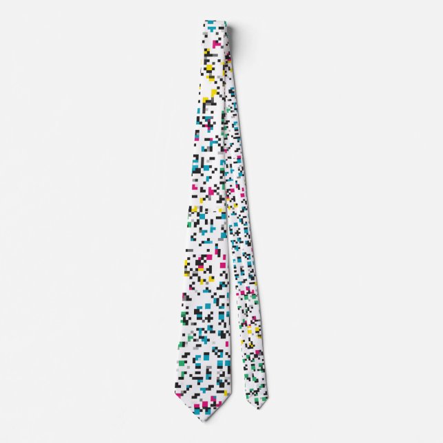 Pixel Farbe Blöcke Glitch Neck Tie Krawatte (Vorderseite)