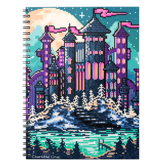 Pixel farbige Burg Notizblock (Vorderseite)