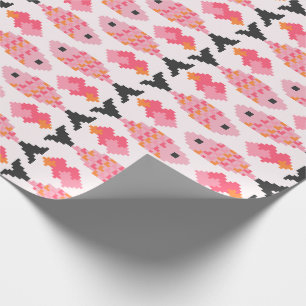 Pixel-Fisch- und Herz-Muster Geschenkpapier