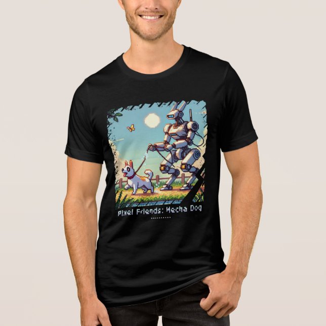 Pixel Friends: Mecha Dog (Man Tshirt)(FunnyTshirt) Tri-Blend Shirt (Vorderseite)