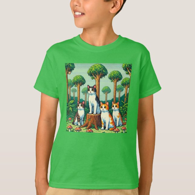 Pixel Friends: Waldschutz (Katzen) #13 T-Shirt (Vorderseite)